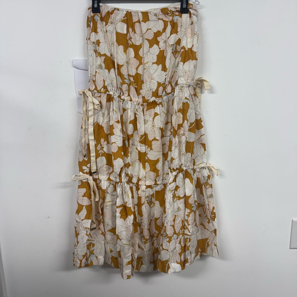 White and Brown Tiered Maxi Skirt
